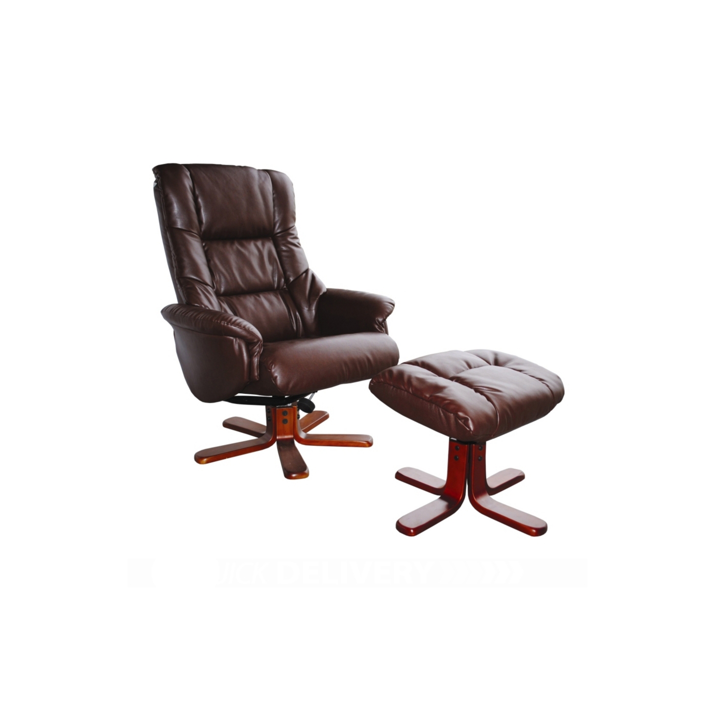 Brown bonded leather Elliot recliner chair & stool