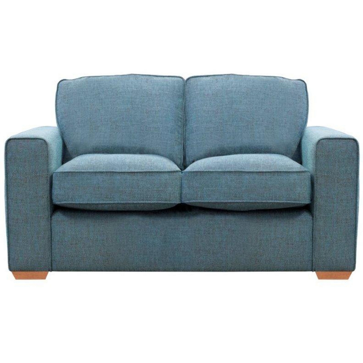 Teal blue Winwood sofa bed with light wood feet