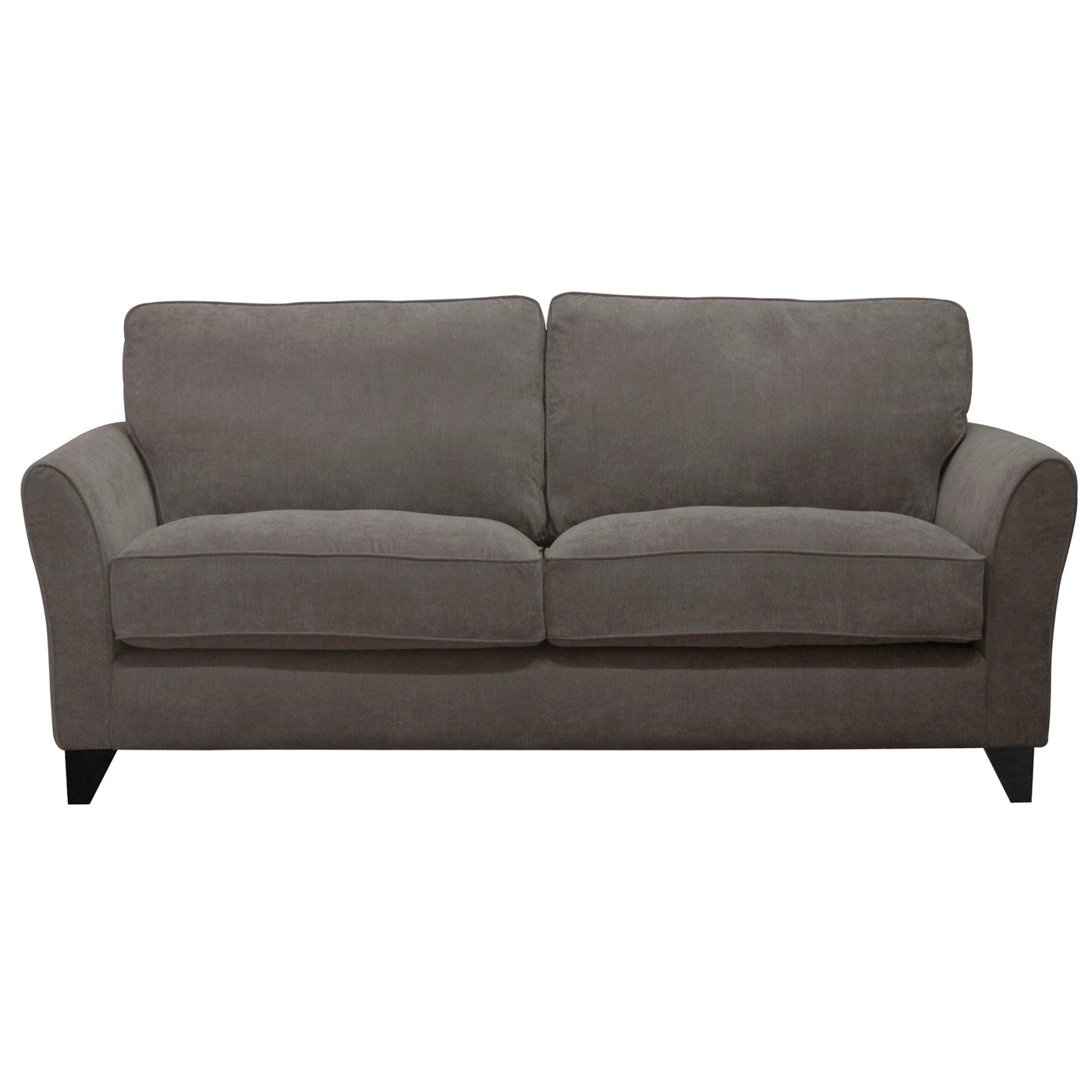 Medium pewter Fyfield sofa with dark wood feet