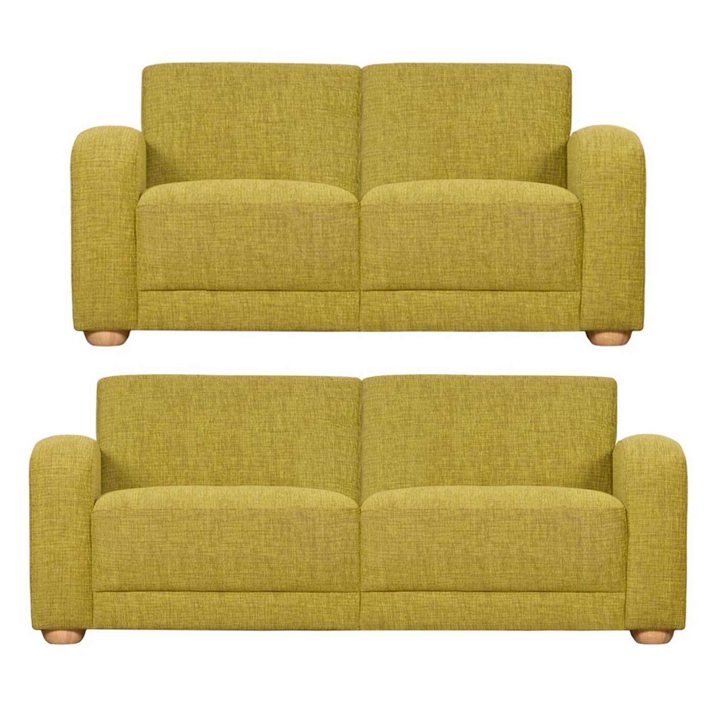 Set of large and medium lime green Savoy sofas with light feet