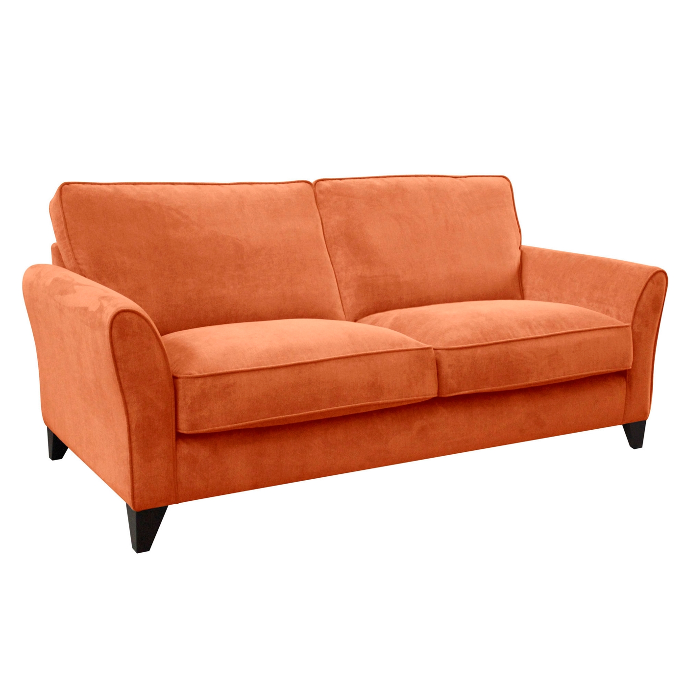 Large terracotta Fyfield sofa with dark wood feet