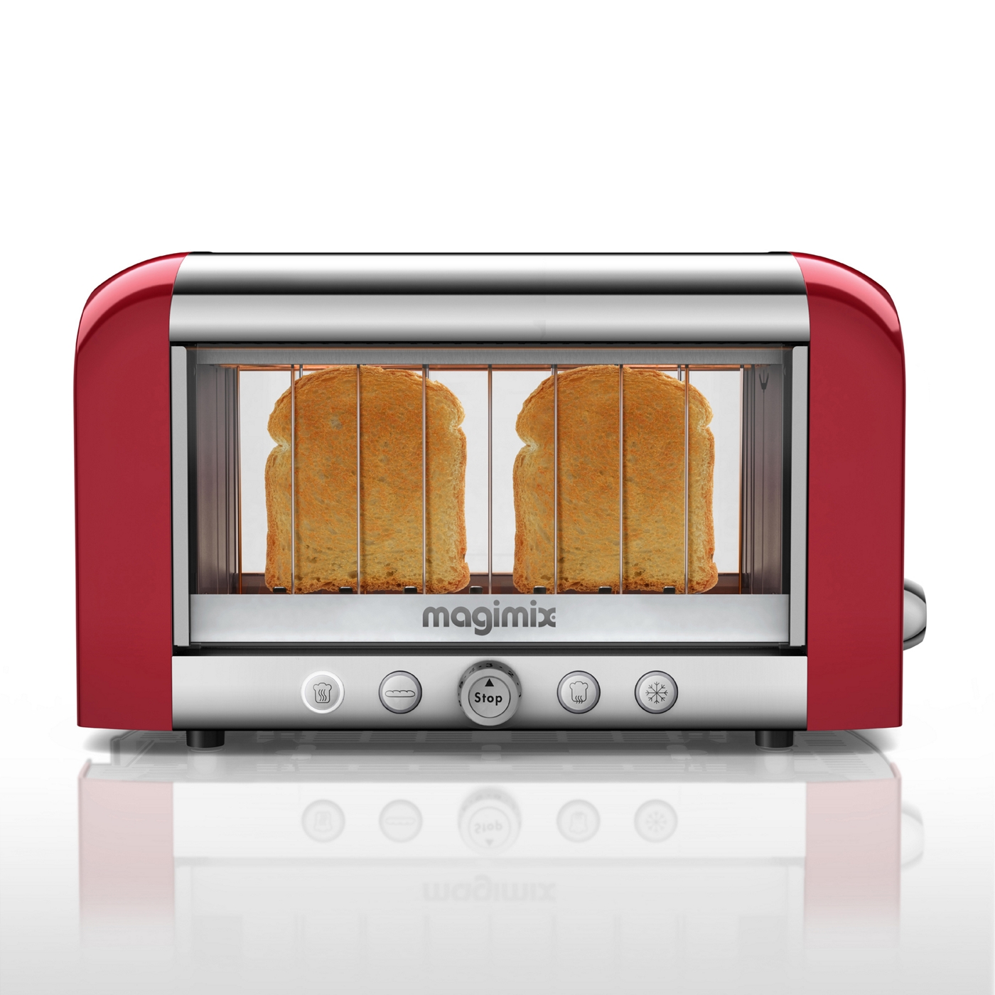 Magimix Magimix 2 slice red and silver Glass Vision 11528 two slice toaster