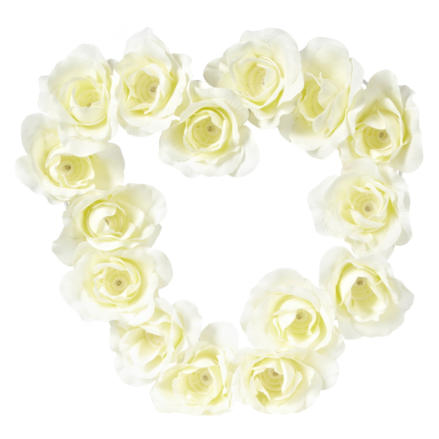 Ivory rose heart light up wreath