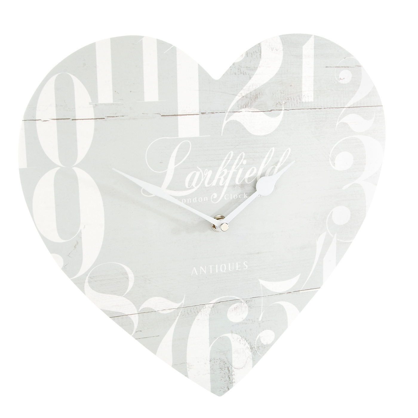 Pale blue heart shaped wall clock