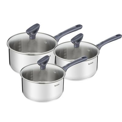 Tefal - Stainless steel 'Daily Cook' 3 piece induction saucepan set