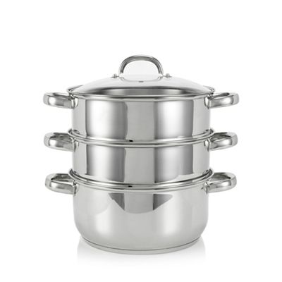 Home Collection - Set of three stainless steel 24cm steamers with lid