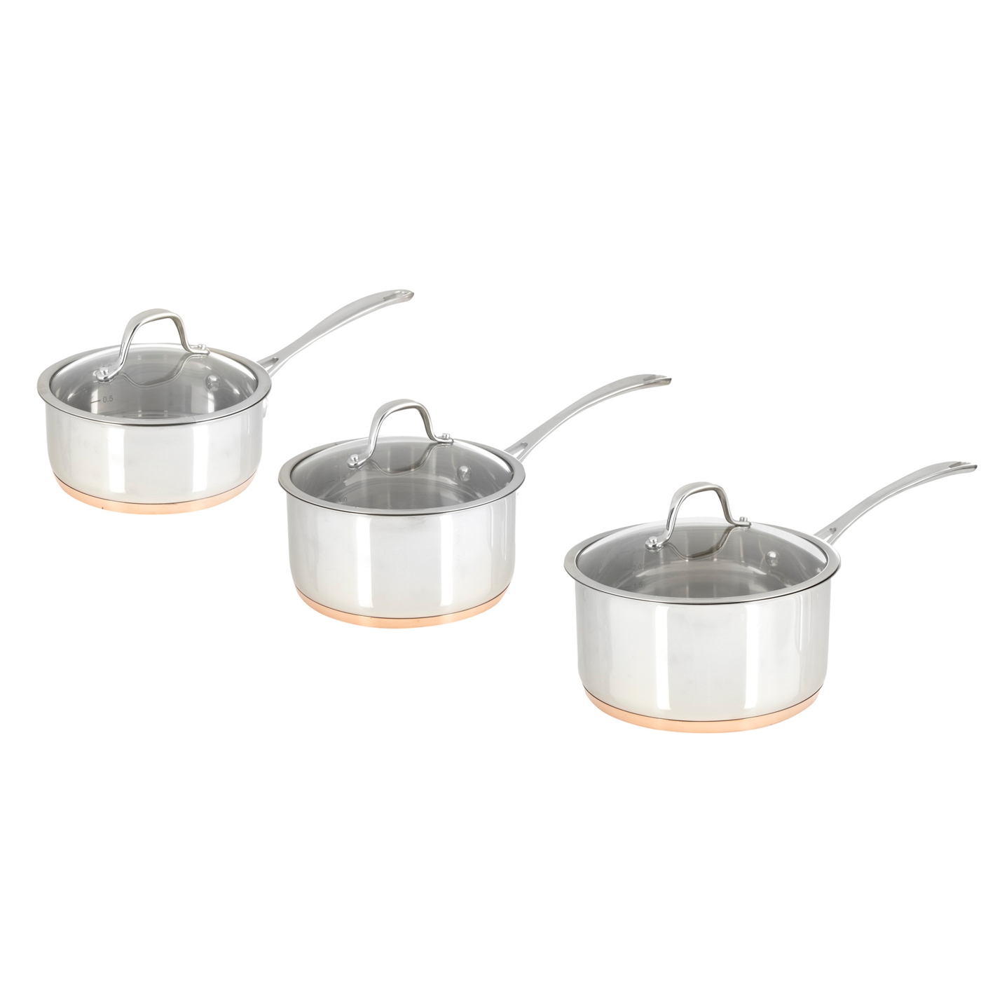 J by Jasper Conran Jasper Conran 3 piece stainless steel copper bottom saucepan set