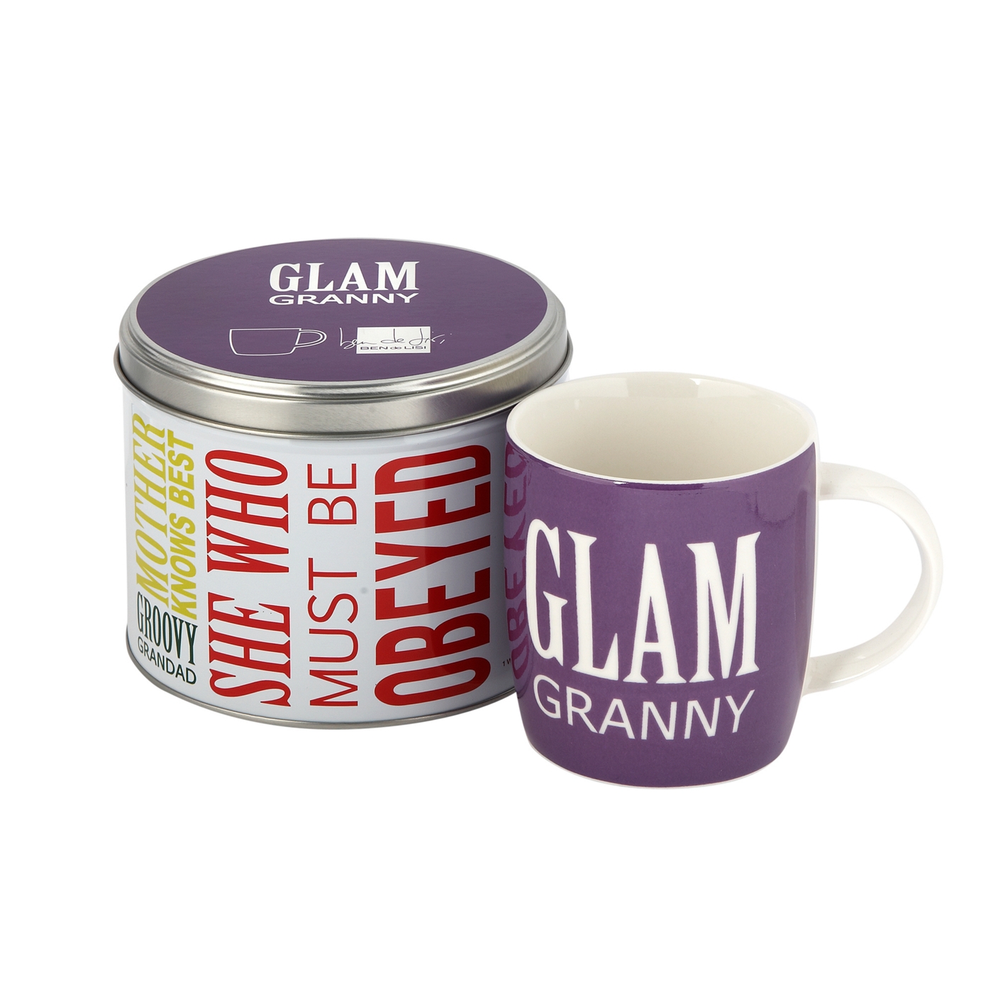 Ben de Lisi Home Purple Glam Granny slogan mug