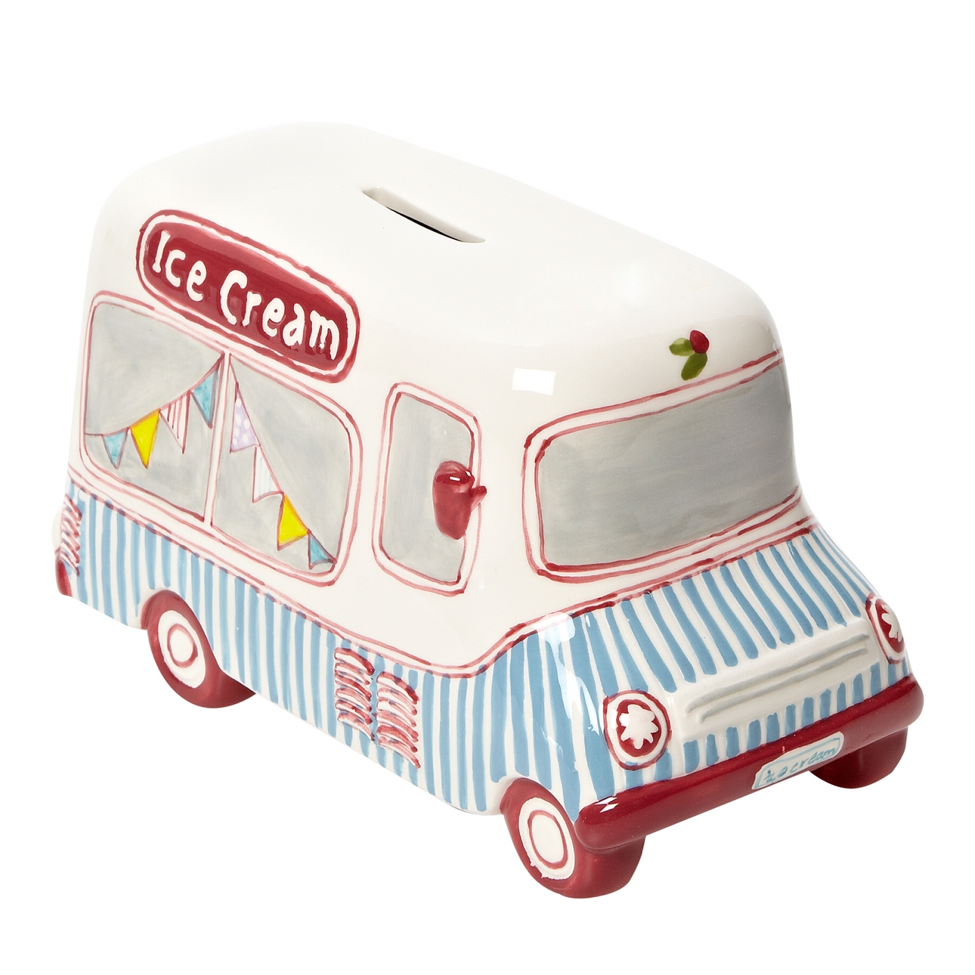 At home with Ashley Thomas White ice cream van shaped money box