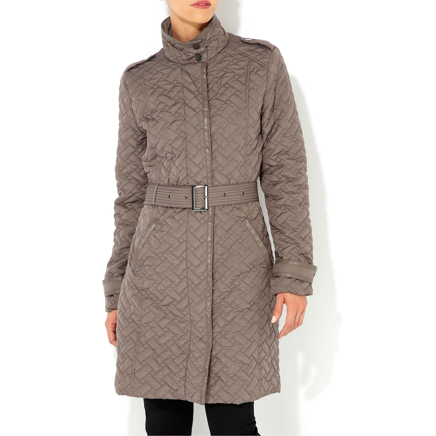 Wallis Mocha padded mid length coat