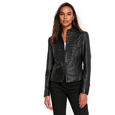 Wallis Black detail leather jacket | Debenhams