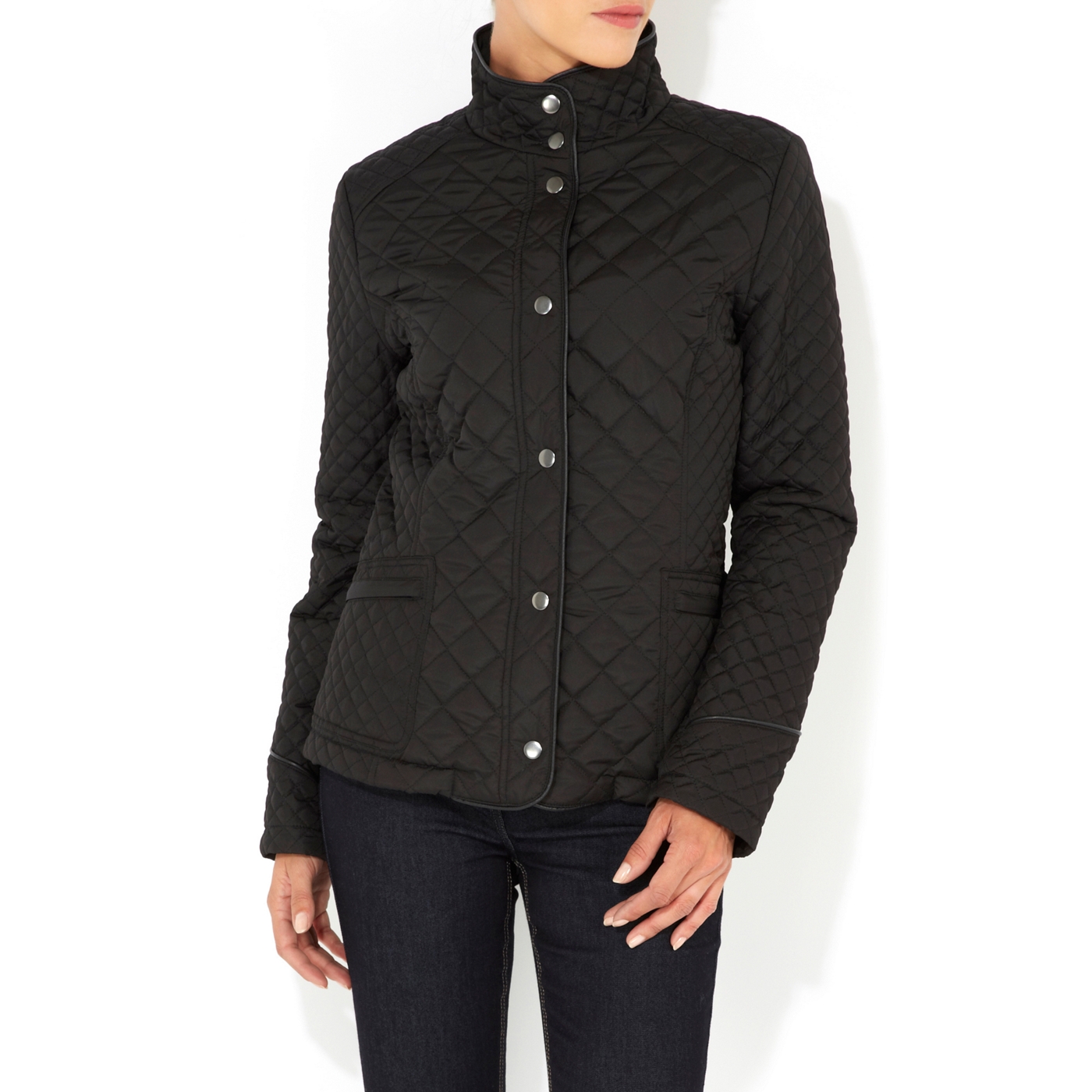 Wallis Black petite quilted jacket