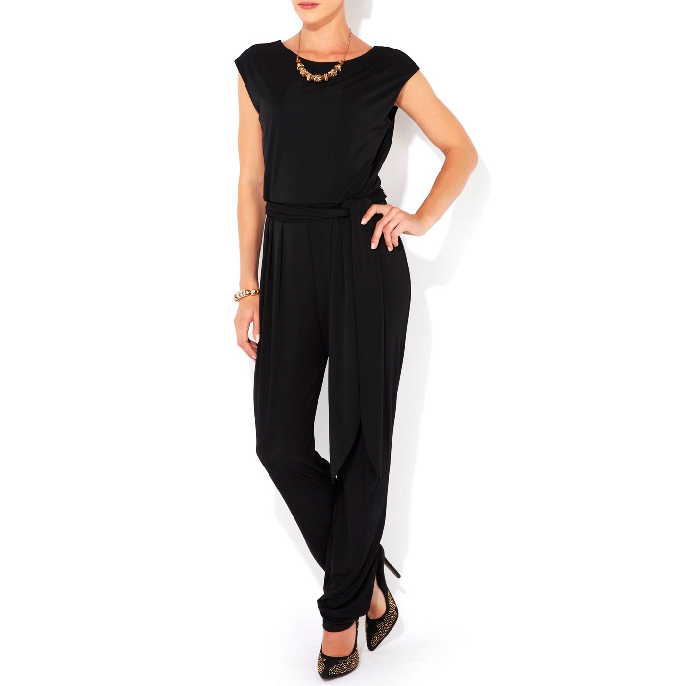 Wallis W Collection   Black tapered leg jumpsuit