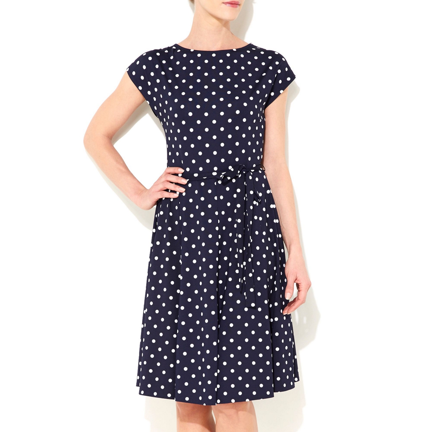 Wallis Navy blue polka dot dress