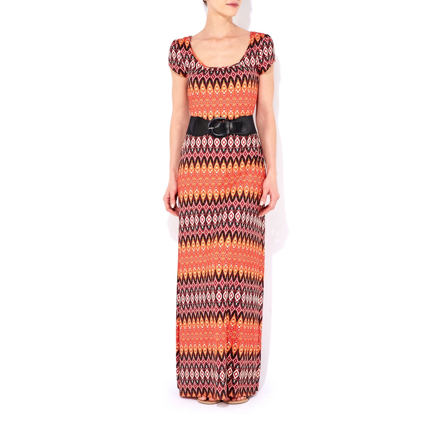 Wallis Orange belted maxi dress