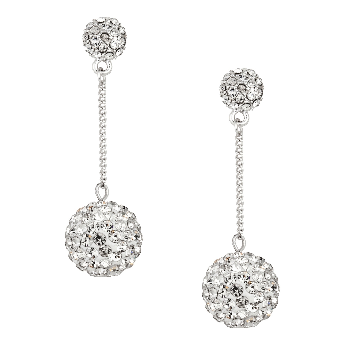 Mood Pave crystal ball double drop earring