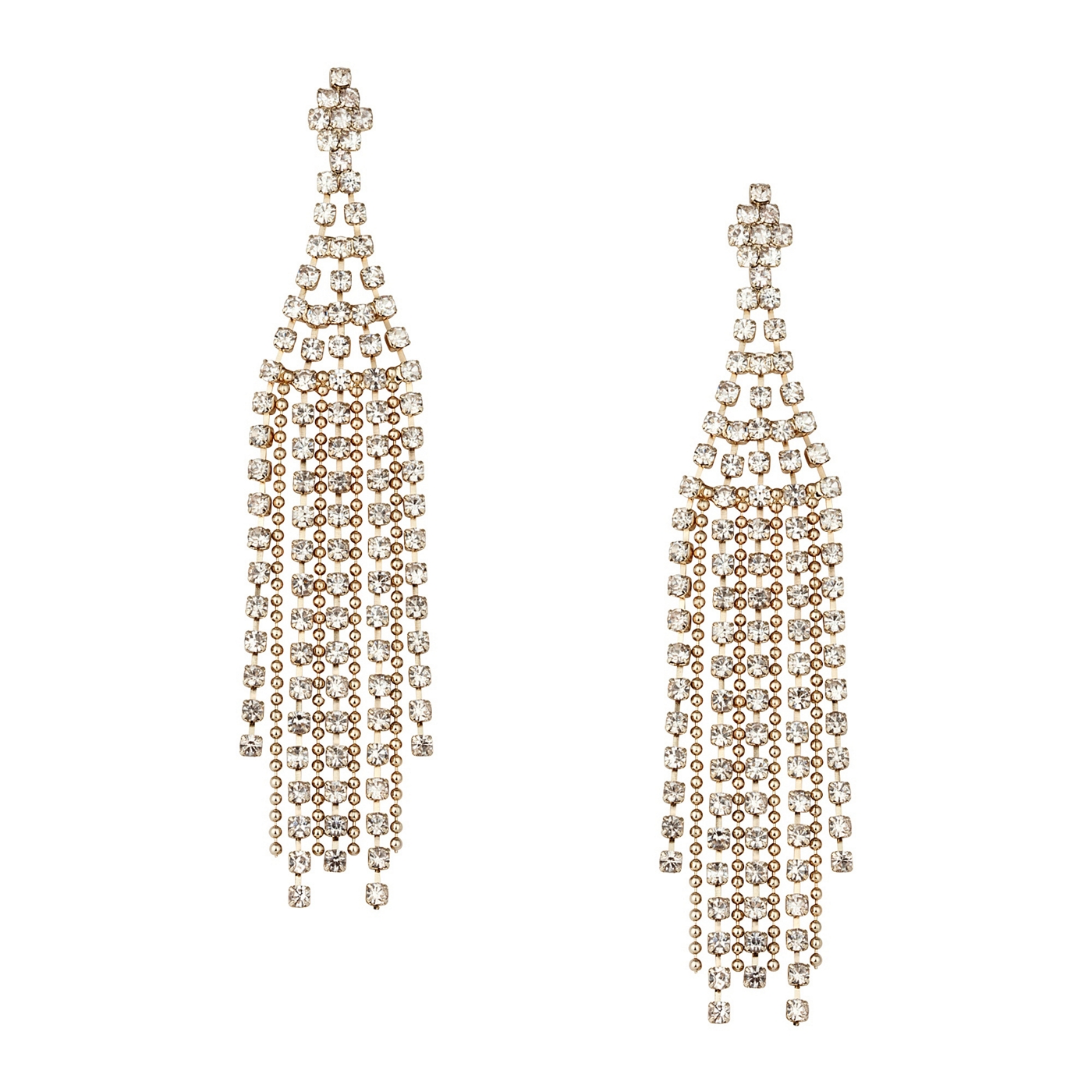 Mood Diamante crystal and ball chain chandelier earring