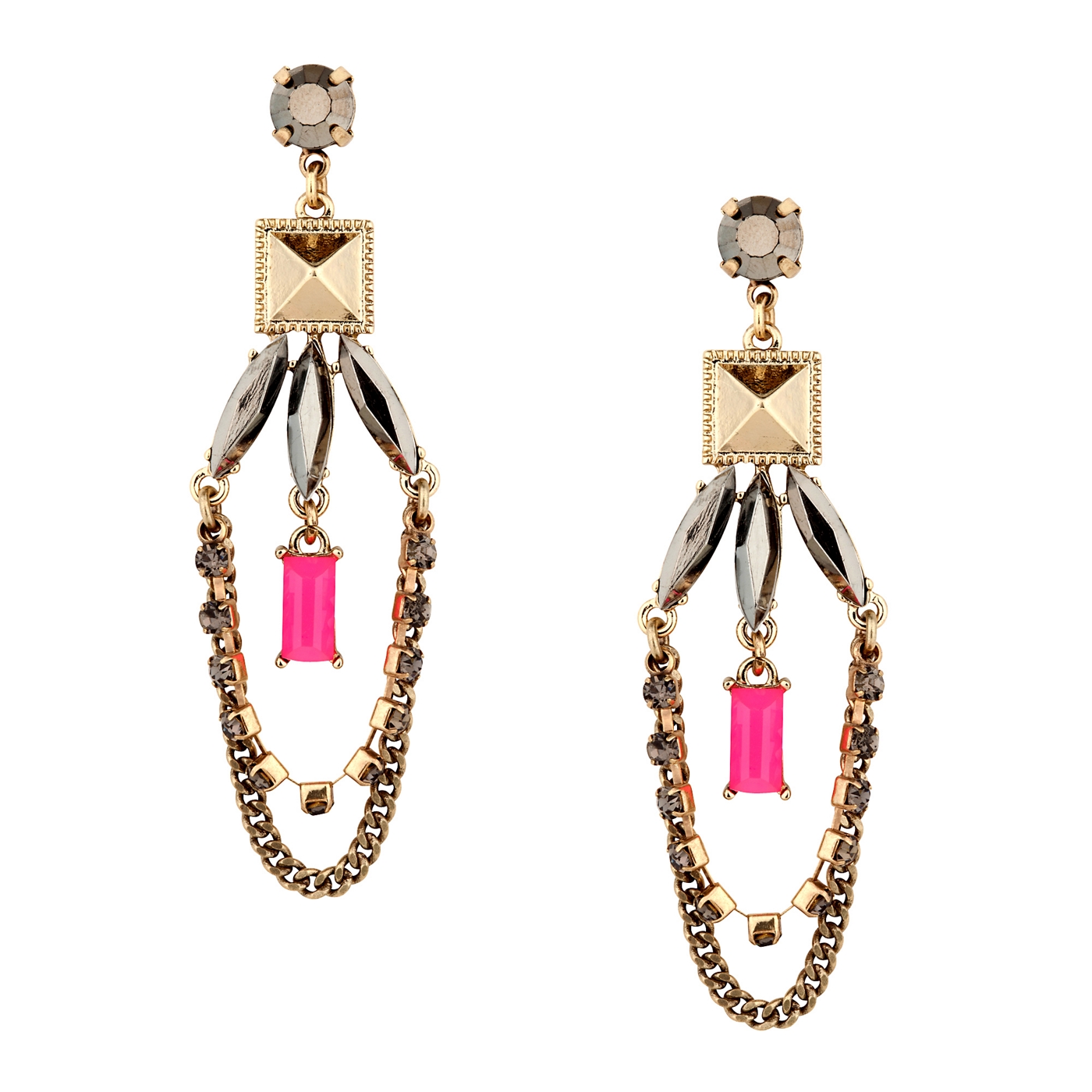 Butterfly by Matthew Williamson Online exclusive neon pink chandelier earring