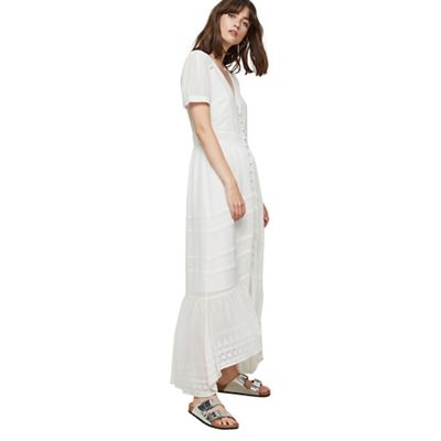 miss selfridge button through broderie maxi dress