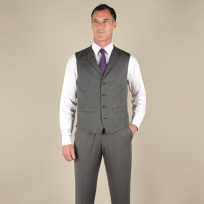 J by Jasper Conran Silver grey semi-plain tailored fit waistcoat ...