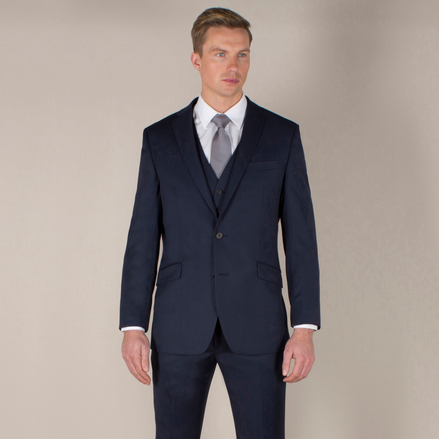 Stvdio by Jeff Banks Blue twill tailored fit 2 button jacket