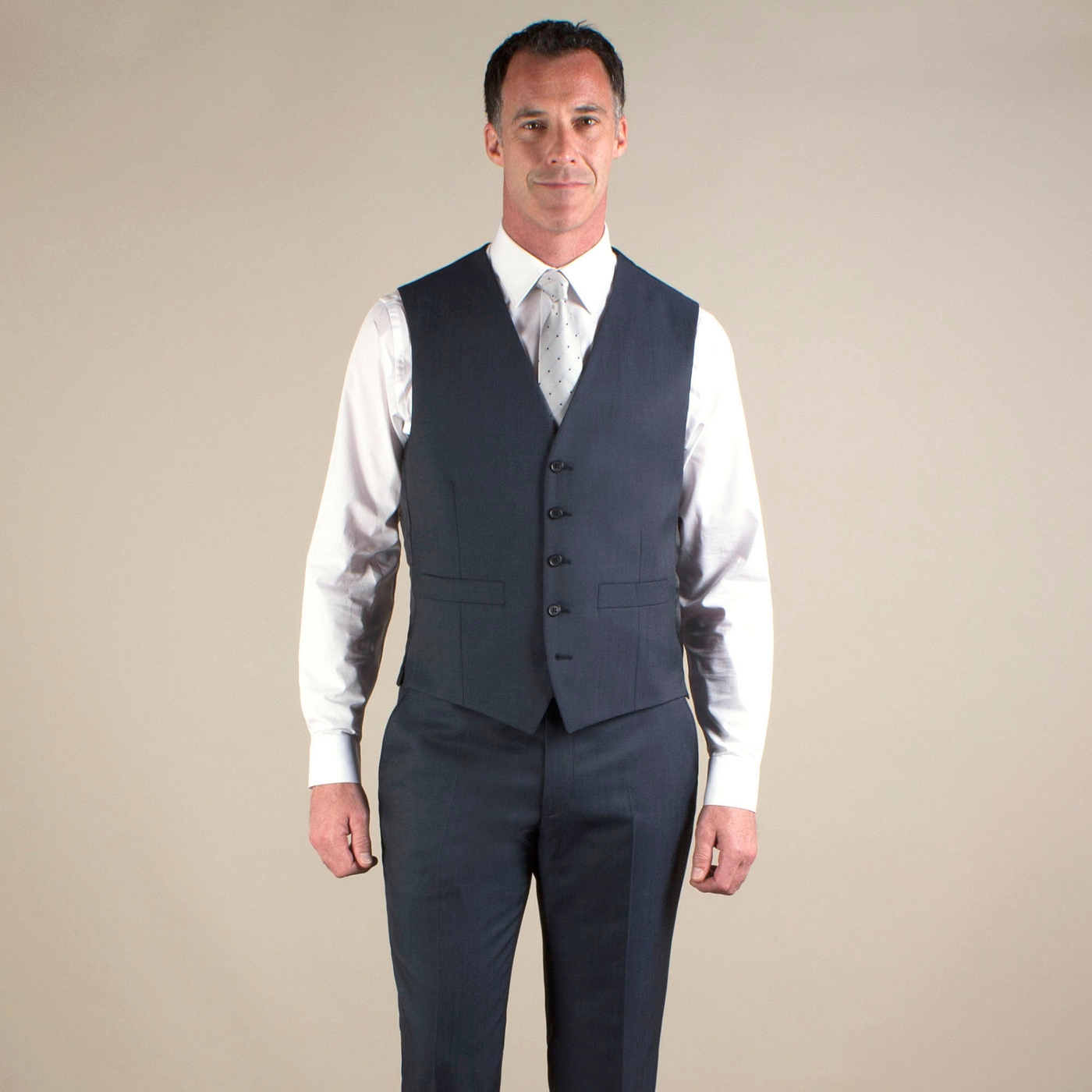Jeff Banks Blue tonic 5 button suit waistcoat