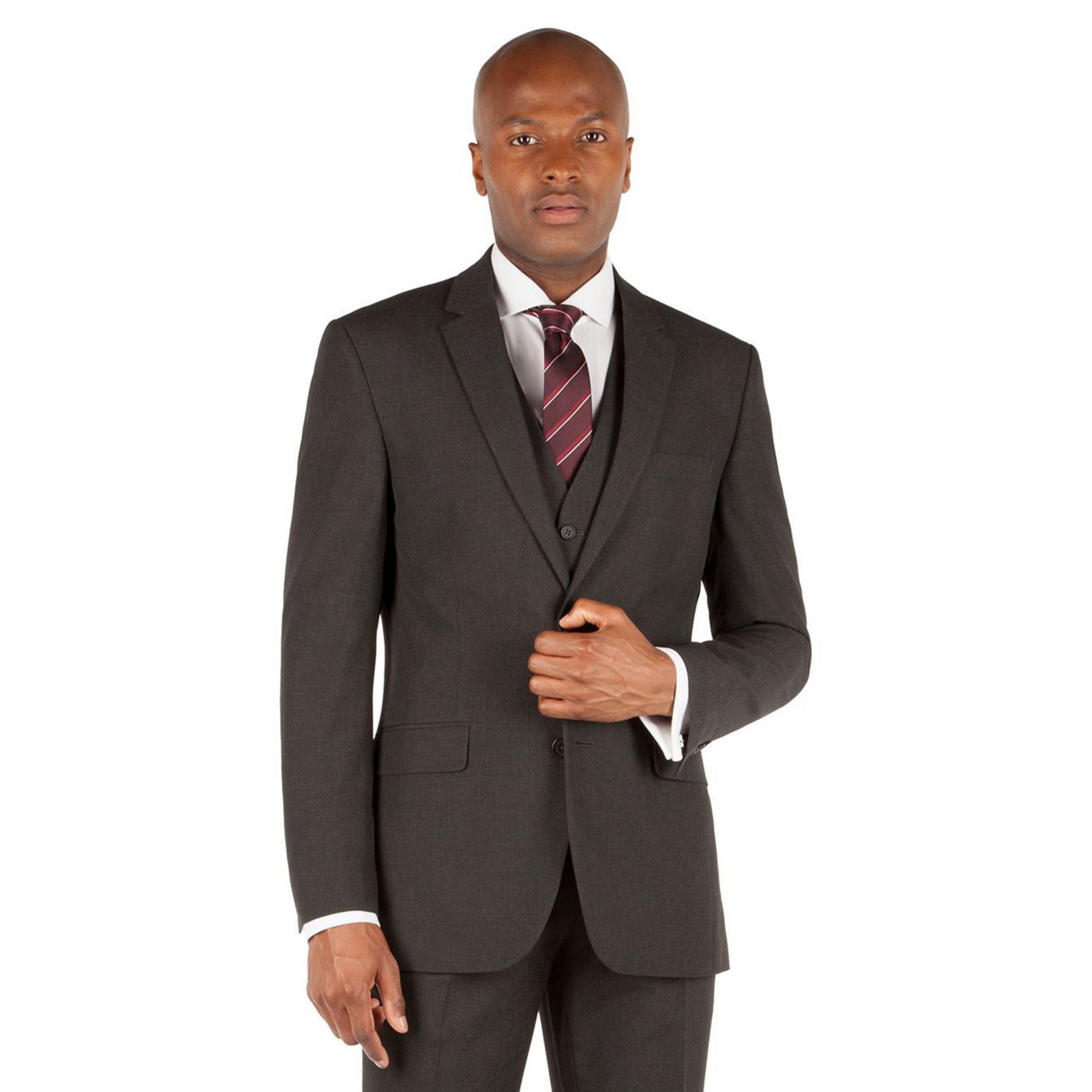 Thomas Nash Charcoal plain weave tailored fit 2 button jacket