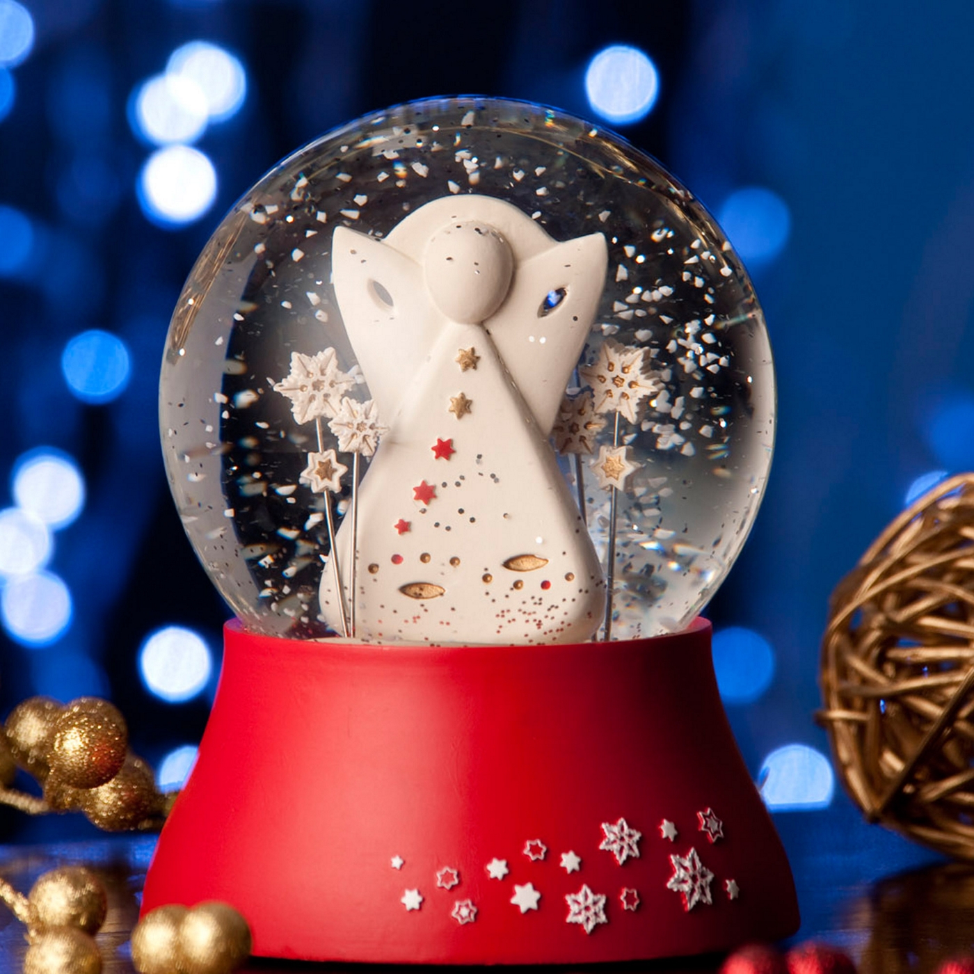 Belleek Living Red Angel Christmas Snow Globe