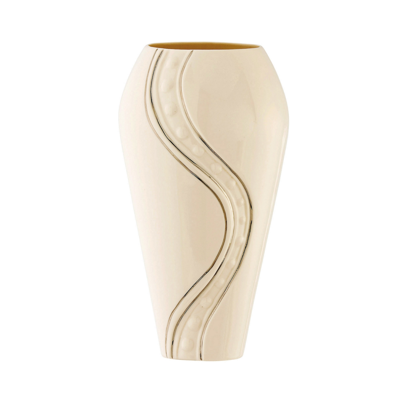 Belleek Living Ivory Silver Ripple 12 Inch Vase