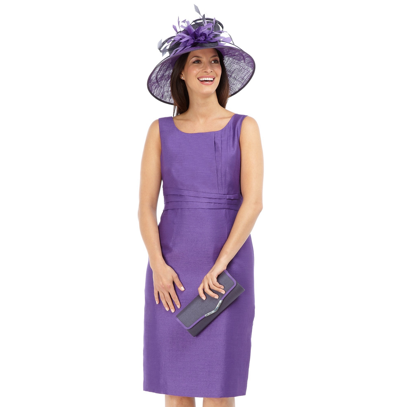 Jacques Vert Royal Purple Pleated Shift Dress