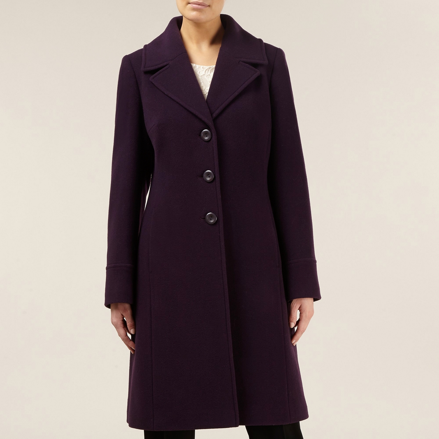 Planet Mid length Plum A line Wool Coat