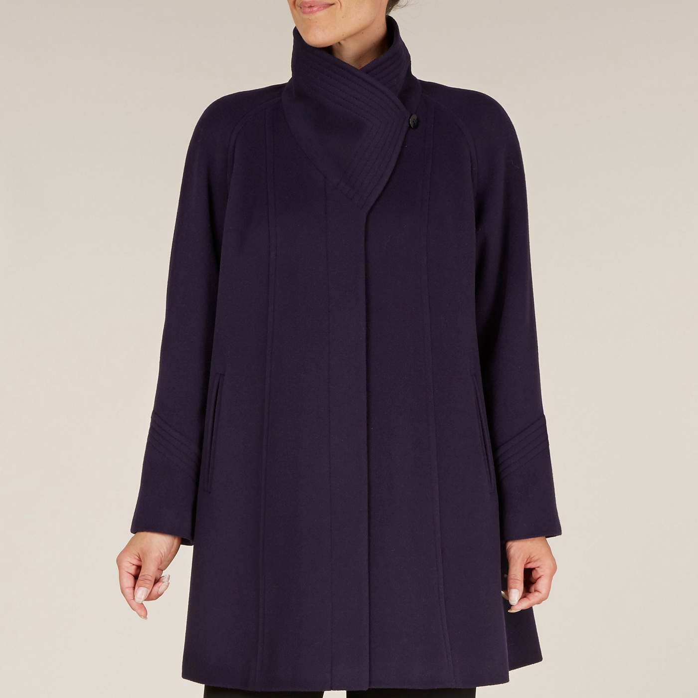 Jacques Vert Navy Funnel Neck Car Coat