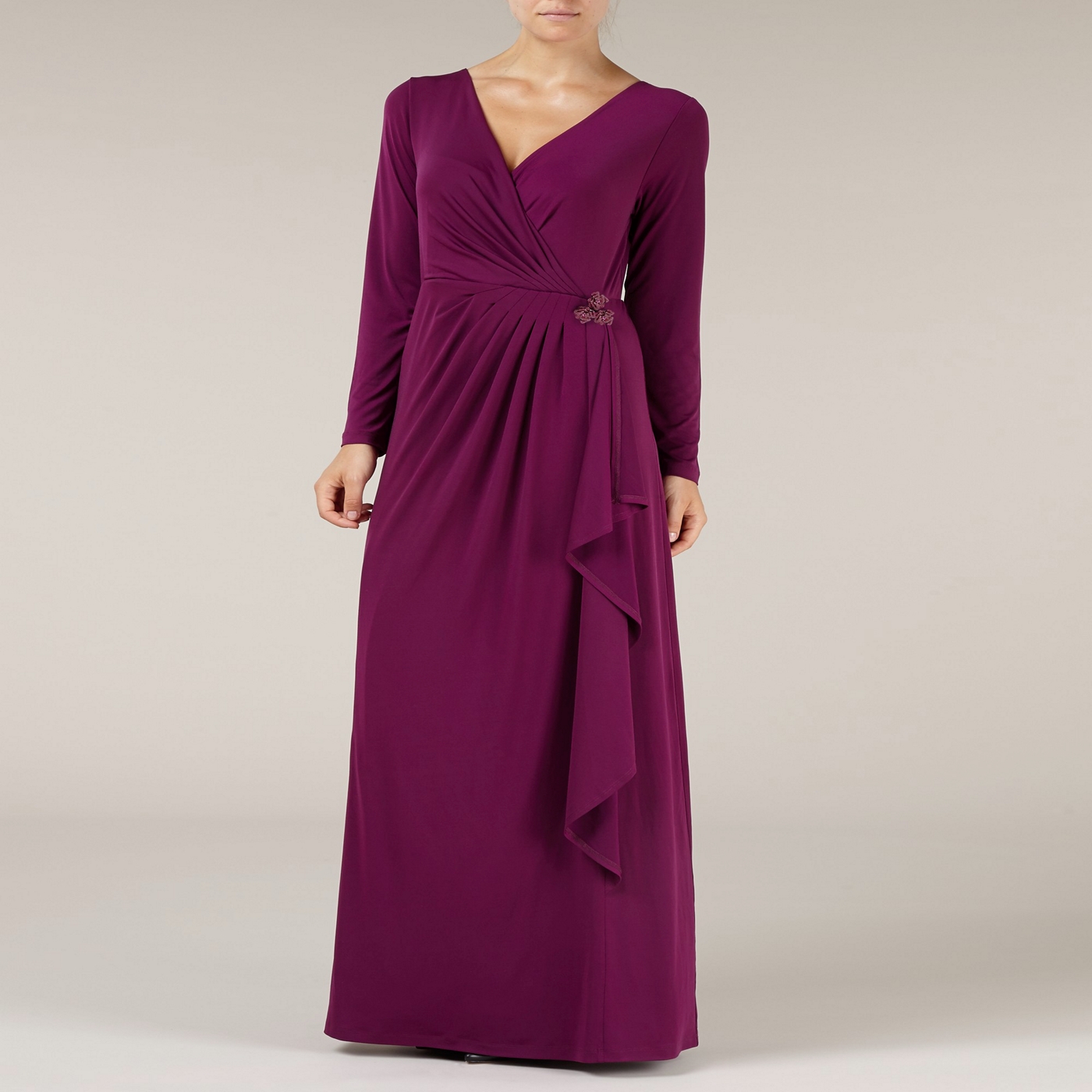 Alexon Cranberry brooch maxi dress