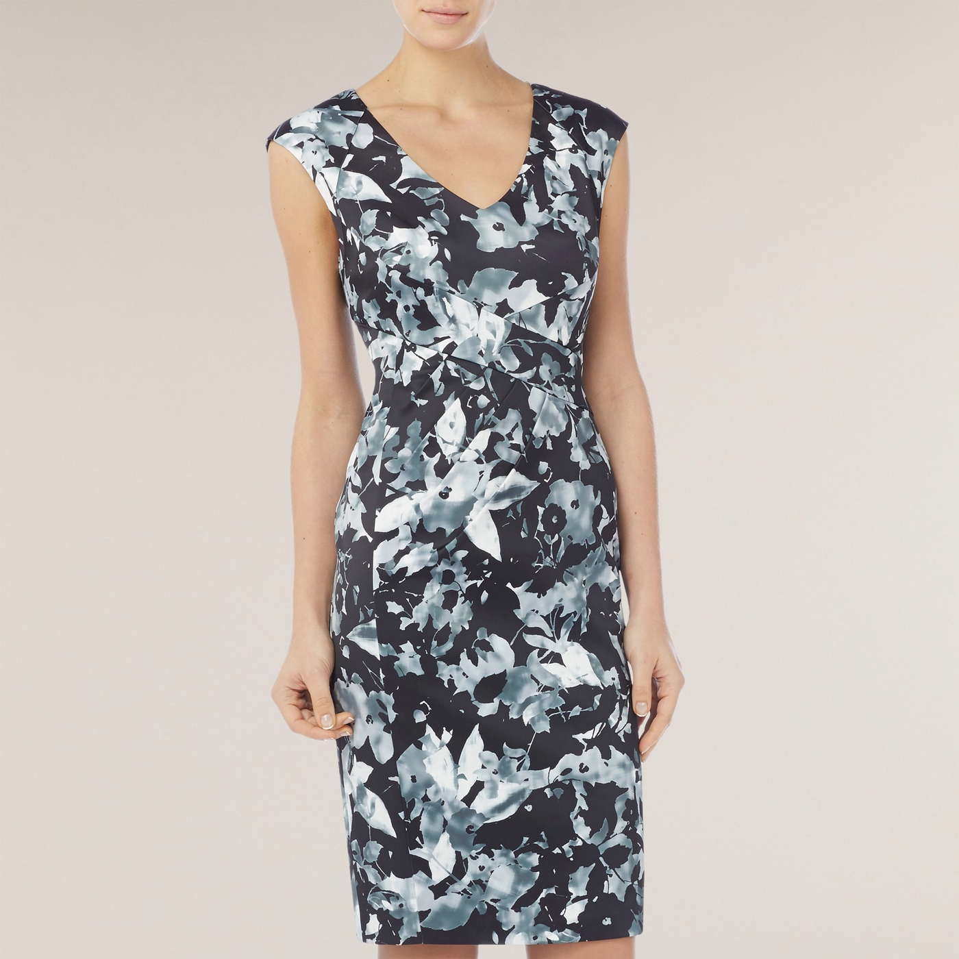 Alexon Monochrome Sateen Print Dress