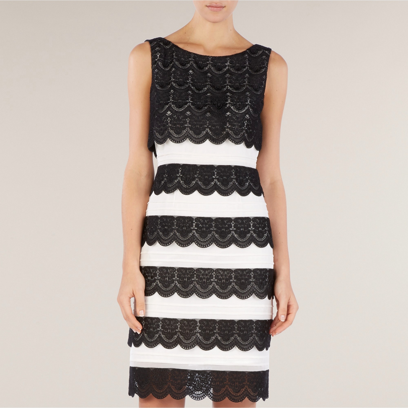 Alexon Monochrome Lace Layer Dress