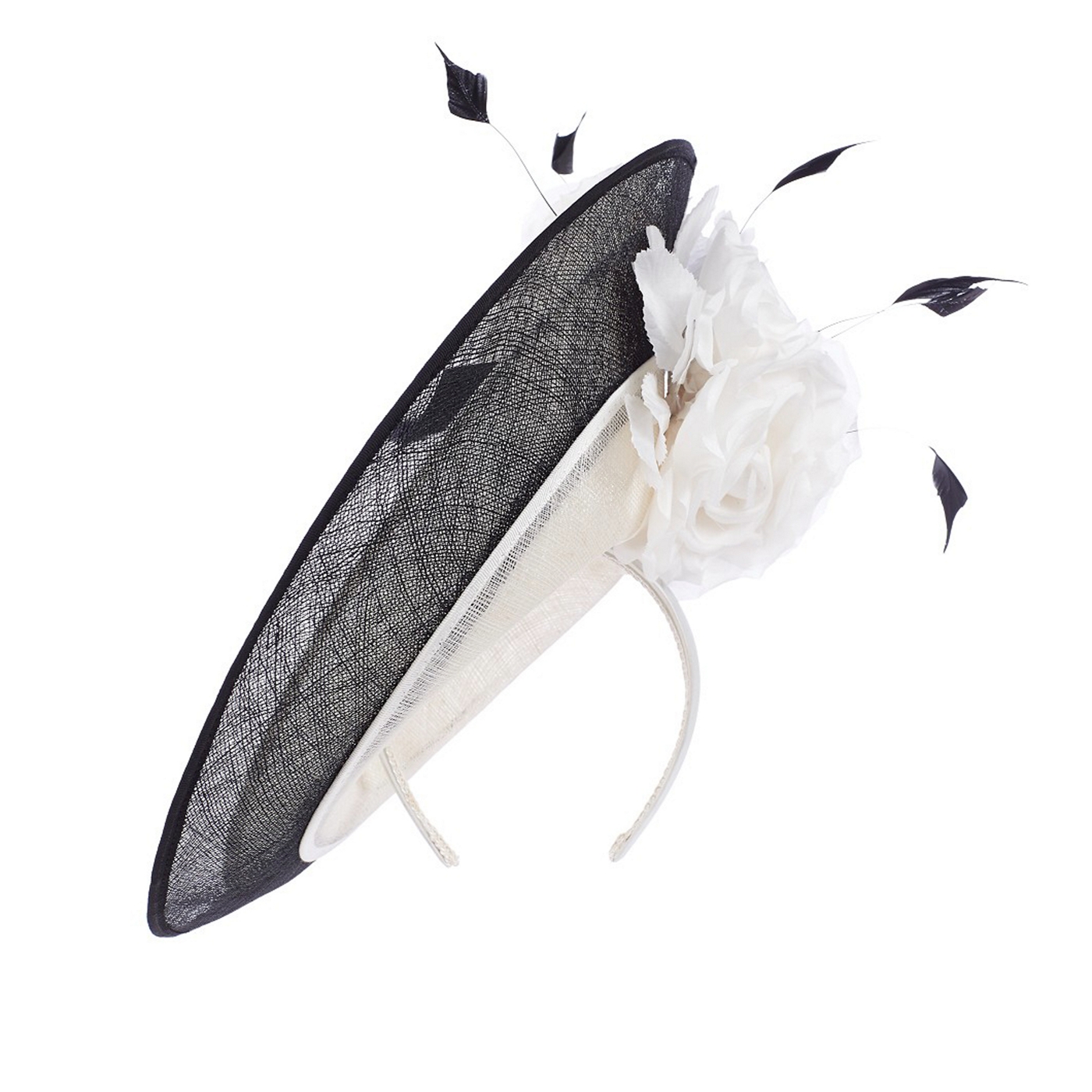 Jacques Vert Cream & Black Flower Trim Fascinator