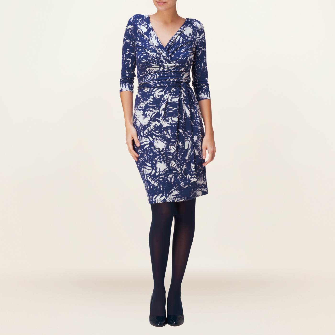 Phase Eight Ink And Ivory Selina Print Fixed Wrap Dress