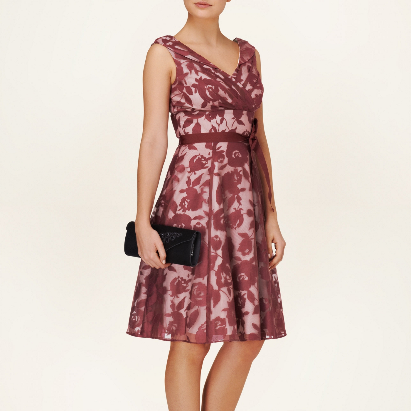 Phase Eight Claret and Cream barbara burnout dress