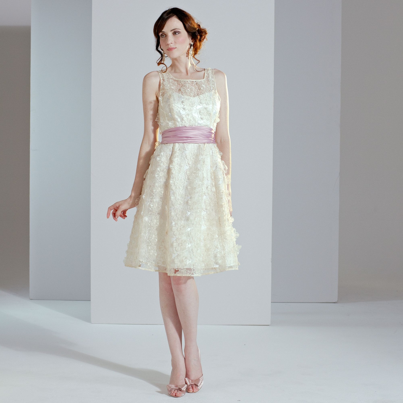 Phase Eight Cream lulu flower fit and flare dress