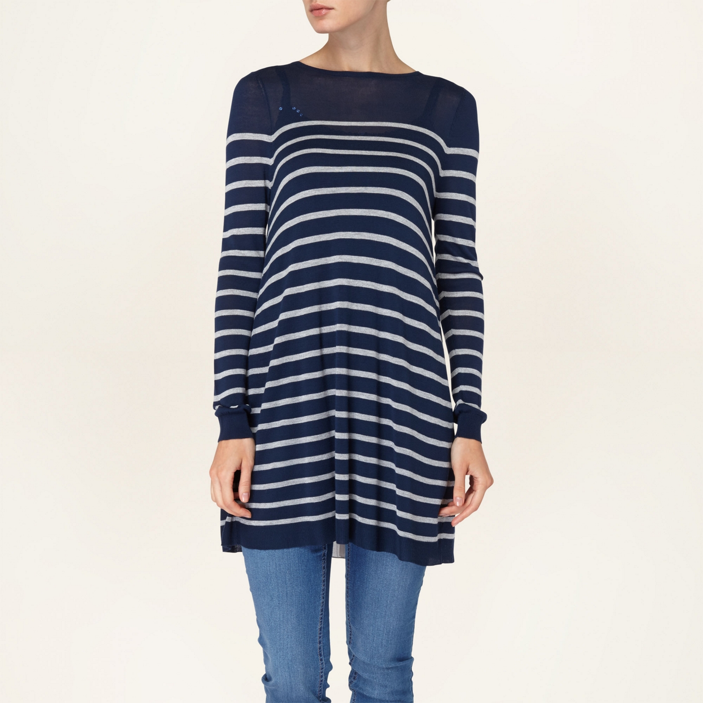 Phase Eight Navy sabrina stripe flare tunic