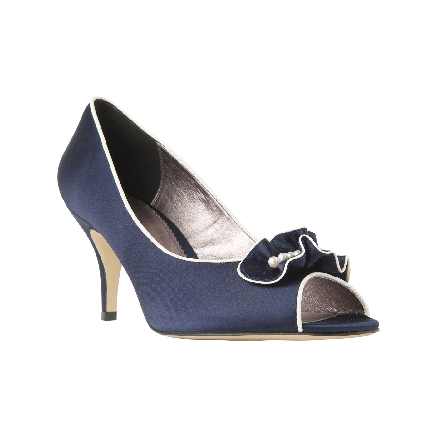 Phase Eight Navy And Cream Nina Pearl Peep Shoes