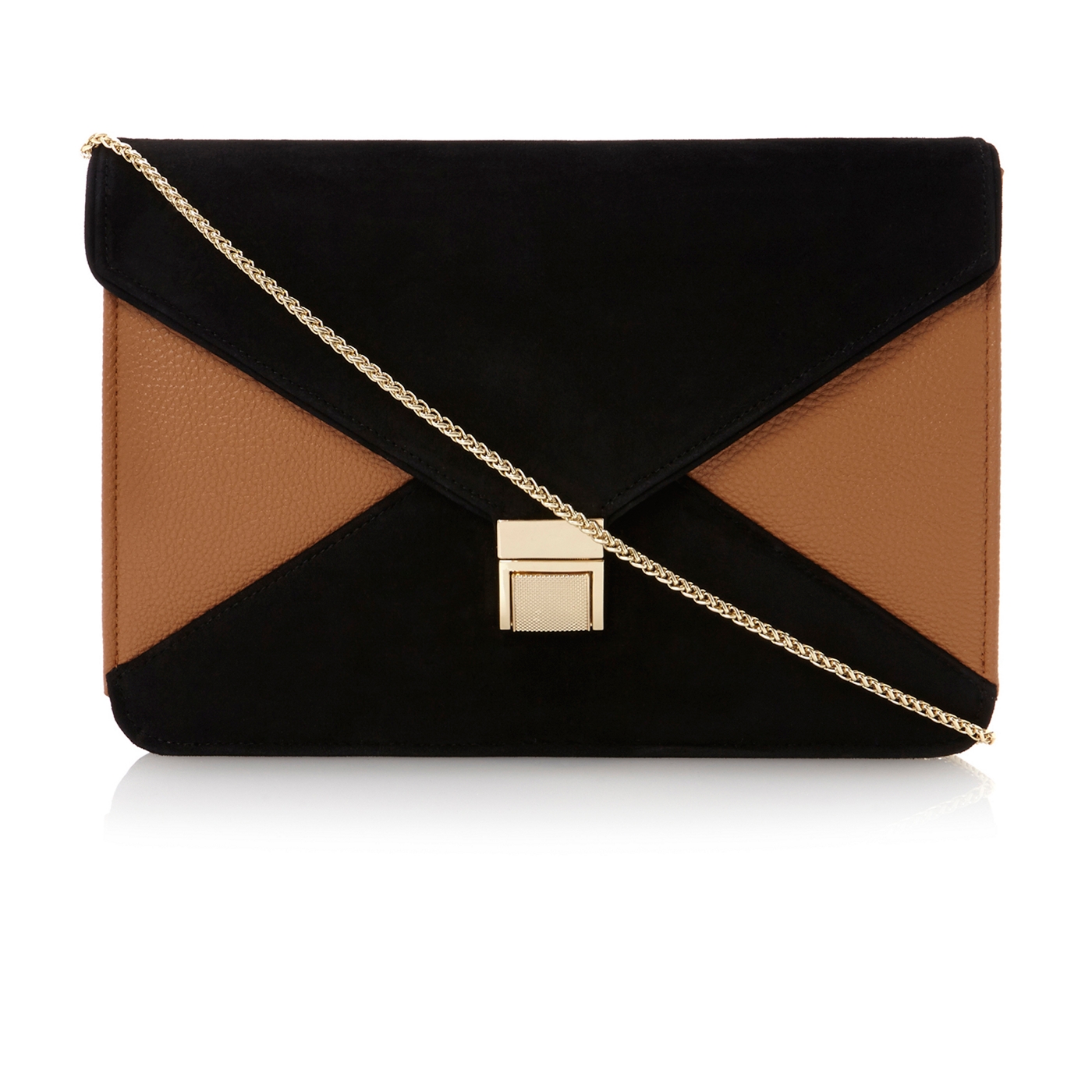 Dune Black bakewell colour block clutch bag