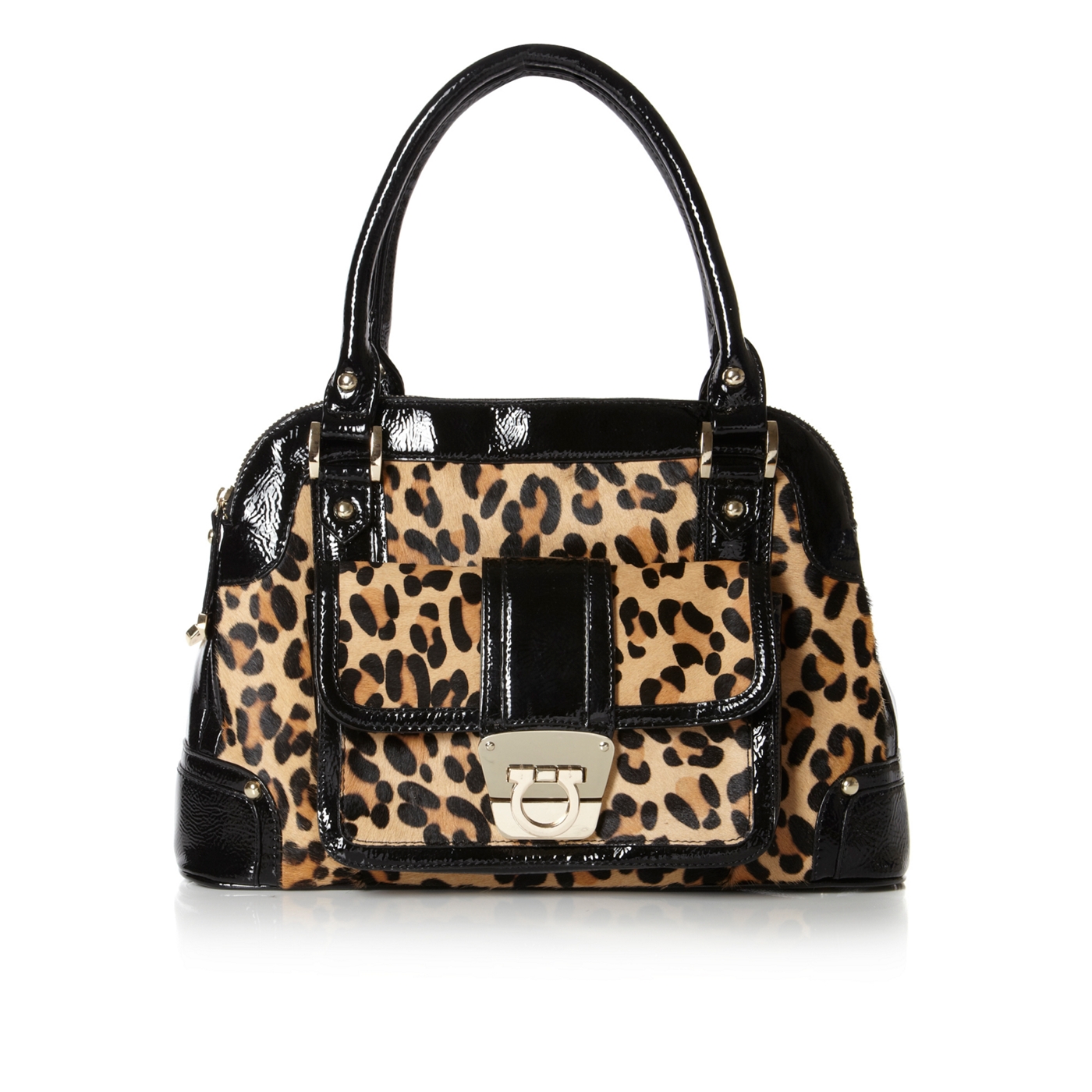 Dune Dune leopard deo 3 zip compartment leopard pony shoulder bag