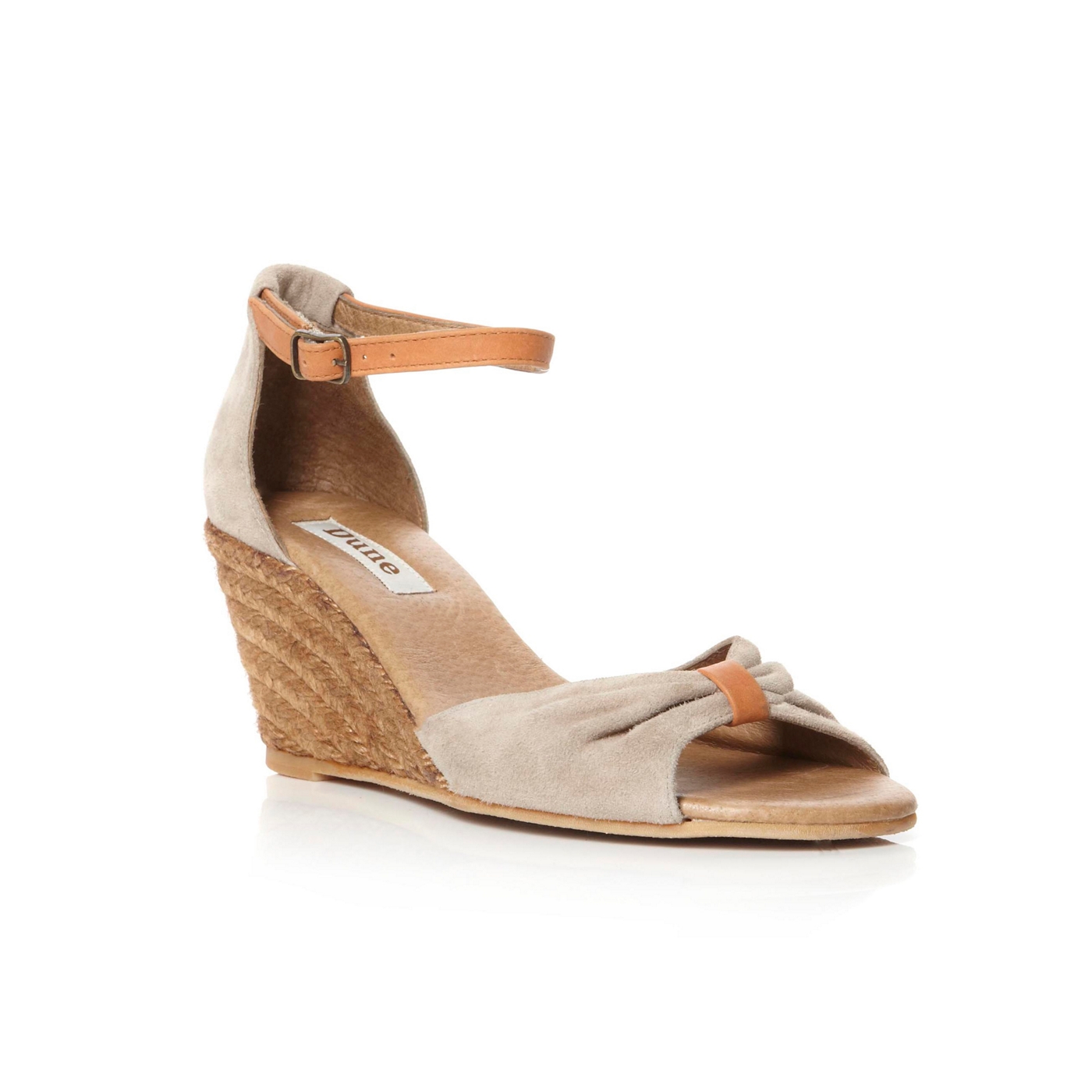 Dune Dune taupe suede galvez ruched vamp espadrille wedge