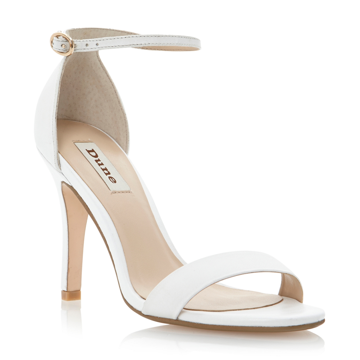 Dune White leather Hydro two part ankle strap sandal