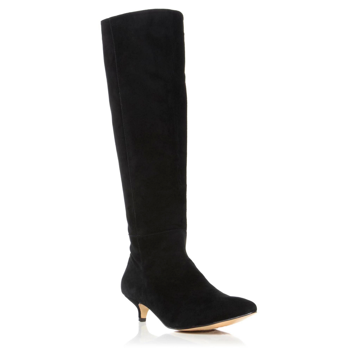 Dune Dune black sabina suede kitten heel knee high boots