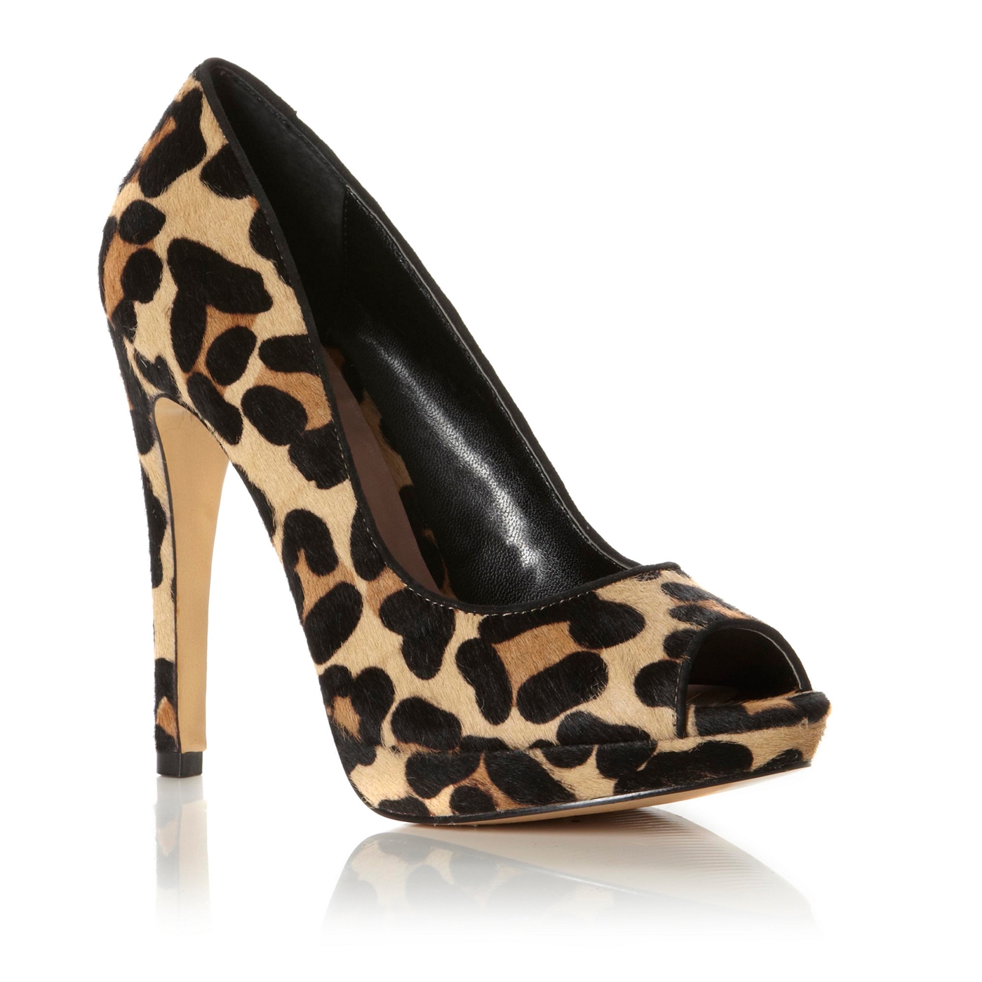 Dune Dune leopard dragonby leopard print peep toe court shoe