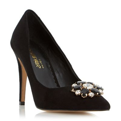 Head Over Heels by Dune Black pointed toe jewel trim court shoe- at ...