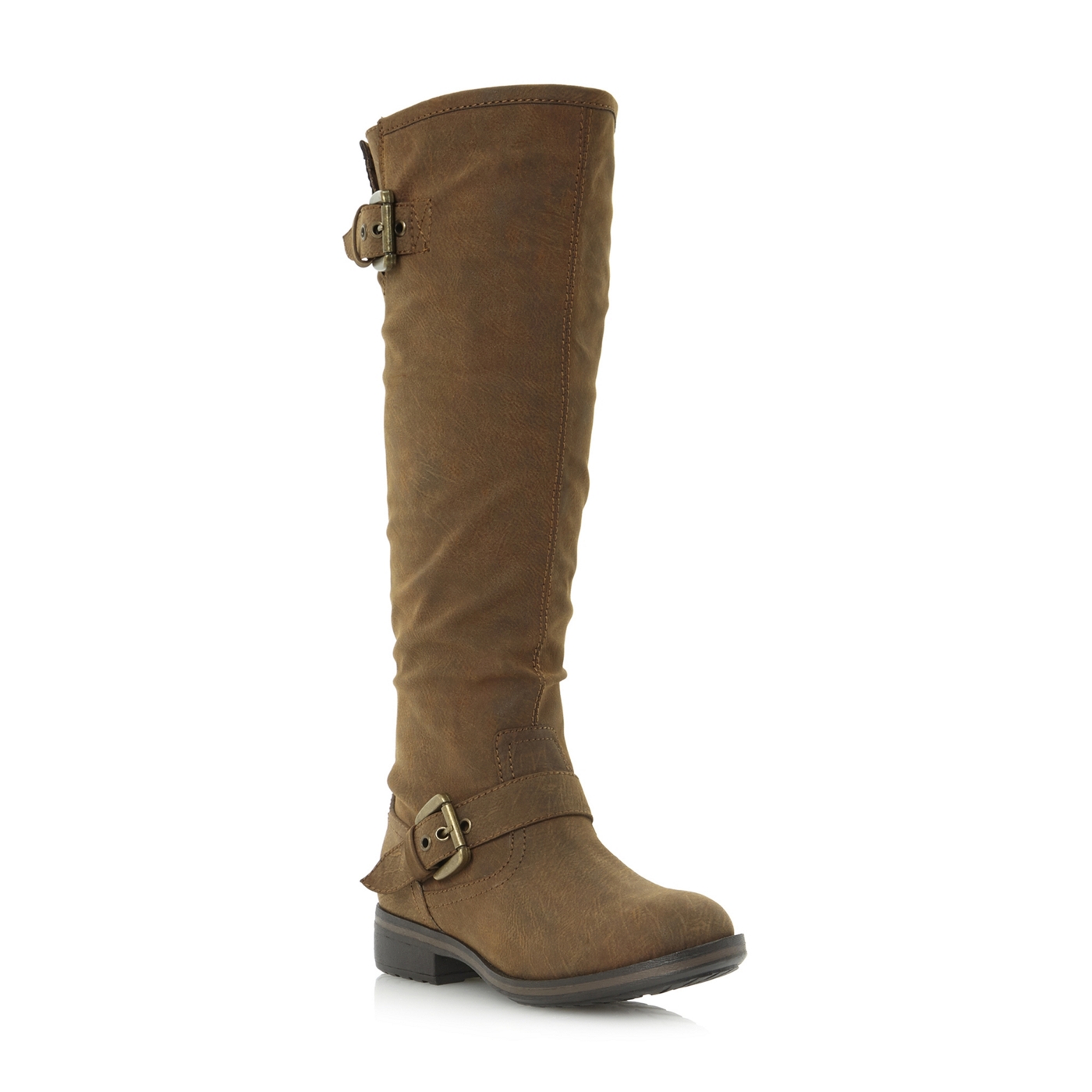 Head Over Heels by Dune Dark brown  tumbler zipped back knee high boots