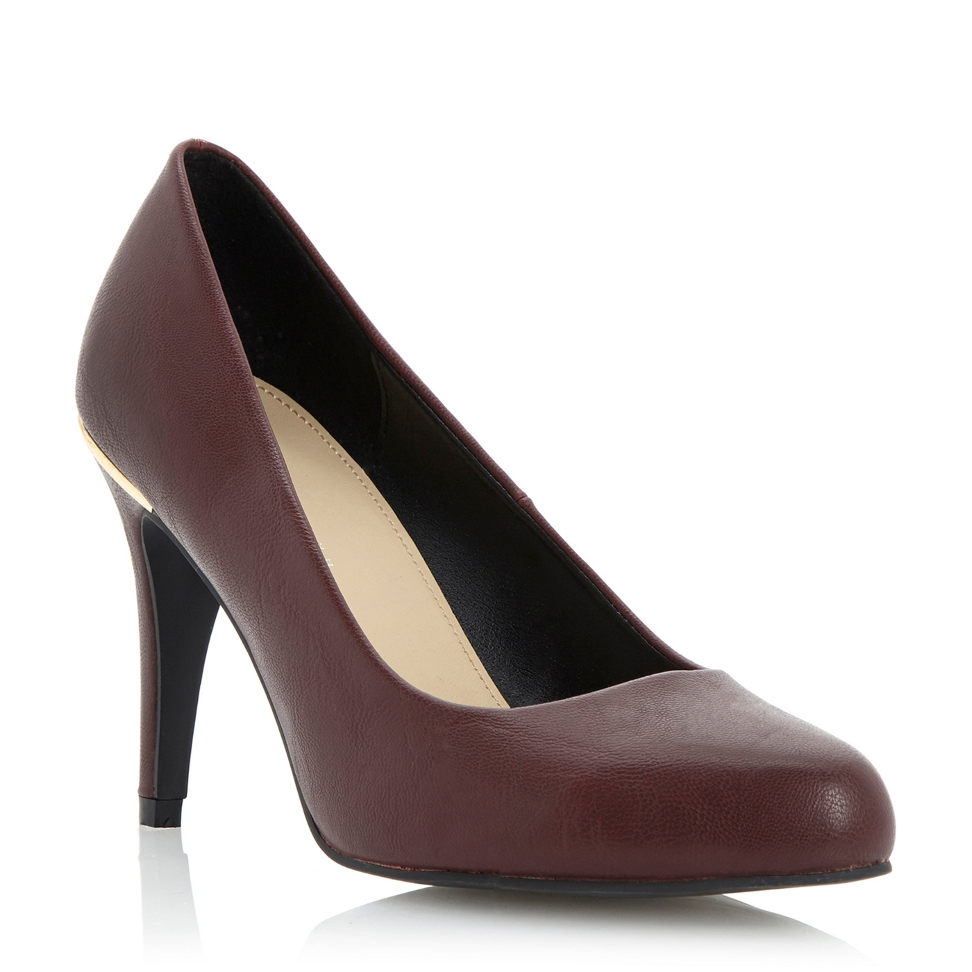 Roberto Vianni Burgundy arielle almond toe gold trim court shoe